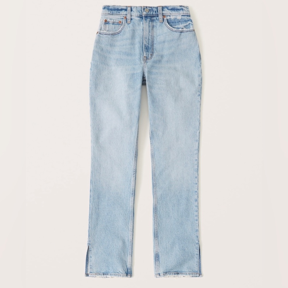 NWT Abercrombie Split Hem Curve Love 90s Straight Leg Jean - 27